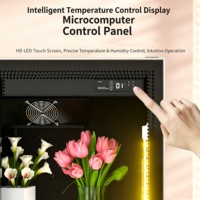 Refrigerador Comercial para Exhibición de Flores con Puerta de Vidrio, Refrigerador Floral con Sistema de Enfriamiento por Aire para Floristería, Diseño Moderno en Negro