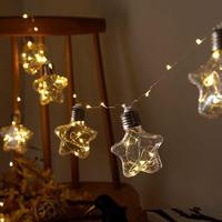 Einzigartige Vintage-Stern-Glühbirnen LED-Lichterkette Transparenter Kupferdraht Innenbereich 4M Hängende Weihnachts-Hochzeits-Party-Heimdekoration