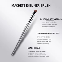 Pinceau de maquillage de luxe de haute qualité en poils synthétiques argentés pour sourcils, yeux et lèvres