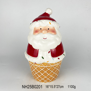 Barattolo per Biscotti a Forma di Pupazzo di Neve con Cono Gelato - Ceramica Dipinta a Mano 3D, Decorazione Invernale Personalizzata per <span class=keywords><strong>Cucina</strong></span> e Festività - Product Image 2