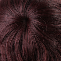 Perruque Coupe Pixie Synthétique Courte Rouge Vin Perruque Pixie avec Frange sans Colle Couches Ondulées pour Femmes 99J