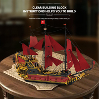 Reobrix 66049 - Juego de Bloques de Construcción del Barco de Venganza, 5666 Piezas, Modelo del Barco Pirata Queen Anne Revenge con Velas de Tela Impresas