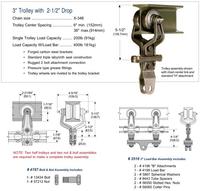 Chariot à poutre en I de 3 po x 348 po avec chaîne forgée de 5-1/2 po pour systèmes de ponts roulants et de palans