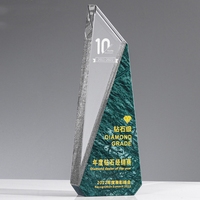 Trophée personnalisable en verre cristal ADL, marbre vert, impression UV, pour événements sportifs et professionnels, décoration, logo et texte personnalisés