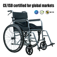 Fauteuil roulant manuel pliable en acier léger, pneus pleins anti-crevaison, capacité de charge élevée, certifié CE ISO