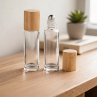 Botellas de Perfume y Aceites Esenciales con Bola Rodante de Acero Inoxidable y Tapa de Bambú, Botella con Rodillo para Viajes, Oficina y Hogar