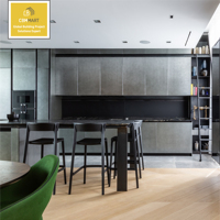 Armário de Cozinha Shaker Pintado Sob Medida Cbmmart Branco Cinza Marinho MDF Laca Resina Pia Mármore Laminado Torneira Design 3D