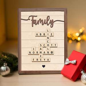Nouveau cadre de nom de famille personnalisé cadeau de la Saint-Valentin pour les amoureux mots croisés <span class=keywords><strong>Scrabble</strong></span> impression <span class=keywords><strong>lettre</strong></span> personnalisée impressions de carreaux - Product Image 5
