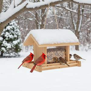 Mangiatoia per Uccelli da Esterno in Legno: Mangiatoia di Grande Capacità per Uccelli Selvatici da Giardino - Passeri, Galli e Azzele - Product Image 5