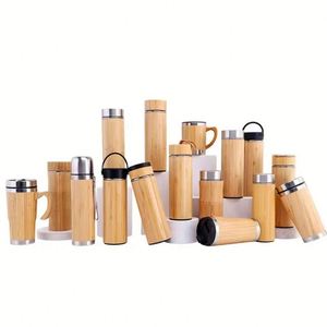 Gobelet isotherme en acier inoxydable, tasse de voyage en bambou, double paroi, anti-fuite, pour le bureau, cadeau - Product Image 3