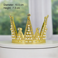 Décorations de fête de mariage en gros, couronnes, cadeau pour fille, décoration de gâteau, mini-couronnes, ensemble de couronnes en métal doré, accessoires pour gâteaux