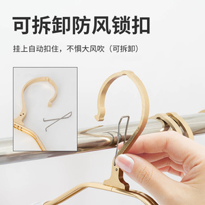 Aluminum Alloy <b>Clothes</b> Hanger 10pcs <b>Gold</b> Plated Traceless For Clothing Storage - Product Image 4