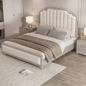 Lit double européen en bois massif de luxe américain 1,8 m 2 m, inspiré des panneaux modernes de chambre principale, lit de princesse style palais français - Product Image 6