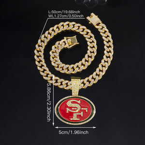 Pendentif personnalisé avec logo de l'équipe des 49ers, pendentif en argent personnalisé, chaîne à maillons, bijoux en cuivre et zircon, collier, bracelet pour hommes et femmes - Product Image 6
