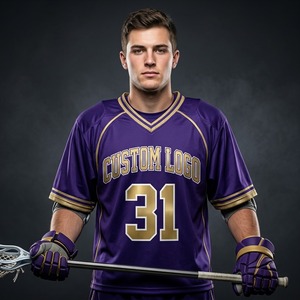 2026 Custom Logo Men's Red Gray Lacrosse Jersey V Neck Short Sleeve Mesh Breathable Team Number Sports Jersey For Men - Product Image 6