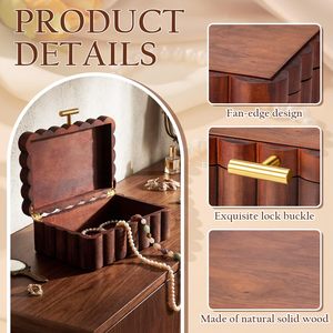 Boîte à bijoux portable en bois transparente moderne avec couvercle, vente en gros, OEM ODM, logo personnalisé, organisateur de rangement pour bibelots - Product Image 3
