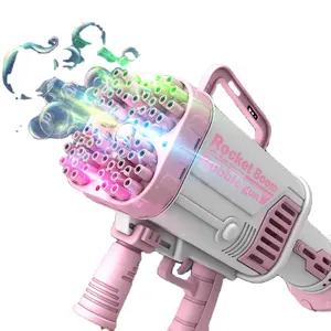 Mainan Pistol Gelembung Luar Ruangan untuk Anak Laki-laki dan Perempuan Mesin Senjata Gelembung Boom Roket dengan Logo Kustom Cahaya Warna-warni