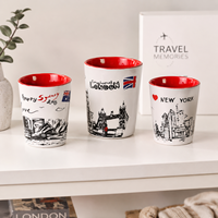 Série Souvenir de la Ville de Londres – Petite Tasse à Vin en Grès sans Anse, Verre à Shot en Céramique – Personnalisation OEM/ODM, Vente en Gros