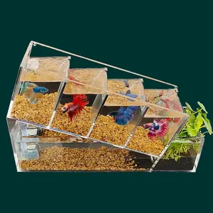 Self-circulation Separate Feeding Area Desktop Portable Mini Aquarium Acrylic Fish Betta Bowl with Immersible Pump