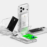 Étui de téléphone magnétique pliable transparent pour iPhone 18 Pro Max, étui universel à rabat avec porte-cartes, support de téléphone, rangement pour carte d'identité, support magnétique