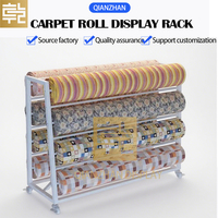 Présentoir sur mesure double face pour rouleaux de tissu, tapis, nappes et cuir, avec roulettes