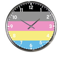 Horloges murales rondes arc-en-ciel Pangender, horloge silencieuse classique sans tic-tac, fonctionnant sur piles, pour le bureau, la maison, le salon