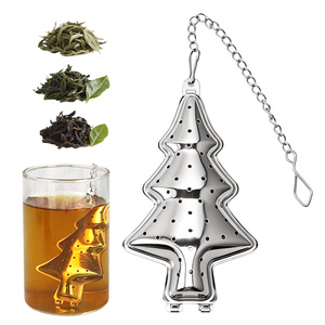 Infusore per Tè a Forma di Albero di Natale, Filtro per Tè in Acciaio Inox 304 con Catena e Gancio, per Tè Sfuso, Regalo Natalizio - Product Image 1