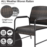 Ensemble bistrot d'extérieur en rotin PE résistant aux intempéries, chaise de patio en osier avec table basse, ensemble de conversation pour jardin et balcon