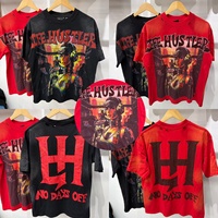 T-shirts pour hommes LH Life Hustlers de haute qualité, design trou noir effet délavé et perforé, style Hip Hop Vintage Streetwear, vente en gros
