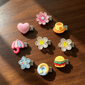 Cute 3D Cartoon Hair Clips For Girls And Women Plastic Gripper Clips Daily Use <b>Sweet</b> Food <b>Flower</b> Design Random Color - Product Image 2