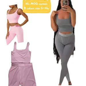 Conjunto de roupas de salão femininas com estampa de duas peças, blusa e calças legging esportivas casuais, com estampa rosa, logotipo personalizado, 2022