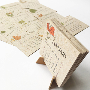 Eco-friendly Recycled Handmade Wholesale Price Environmental Promotion Gifts Customizable Paper Plantable Seed Paper Calendars