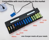 Chargeur de batterie multifonctionnel HWD à 16 emplacements avec écran LCD et éclairage LED pour appareils photo, batteries Li-ion 21700, 18650, 16340, 14500, Ni-MH, Ni-Cd