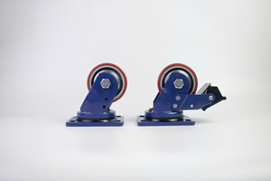 ล้อเลื่อนแบบหนาพิเศษ สีแดง ทำจาก PU พร้อมแกนเหล็กและขายึดเบรกแบบหมุนเคลือบสังกะสี ขนาด 4-8 นิ้ว รับน้ำหนักได้ 1500 กก. - Product Image 3