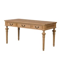 Bureau d'ordinateur en bois massif de chêne français de style rétro américain, mobilier d'étude personnalisable avec des caractéristiques durables