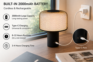 Lampe LED sans fil rechargeable moderne, luminosité réglable, lumière portable pour la décoration de la chambre à coucher et du patio - Product Image 4