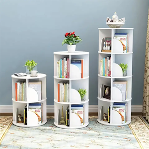 Wholesale Round Space Saving Corner Revolving <strong>Spinning</strong> <strong>Bookcase</strong> Rotating Kids Bookshelf Logo Modern Carton Customized 5set - Product Image 5