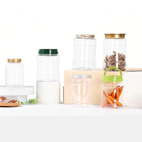 Pot à miel en gros, transparent, vide, de qualité alimentaire, 100g, 500ml, 950ml, 1L, emballage en carton en plastique PET, bouteilles en PET, aluminium SF