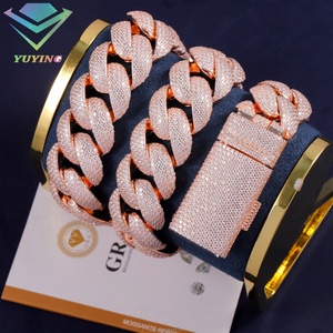 Collier de style hip-hop, chaîne cubaine, poids lourd en argent, serti de diamants en moissanite VVS, bijoux de mode - Product Image 2