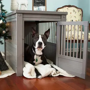 Amazon Hot Selling Wood Pet Crate Furniture Style Dog End Table