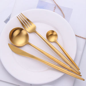 Juego <span class=keywords><strong>de</strong></span> Cubiertos <span class=keywords><strong>de</strong></span> Acero Inoxidable, Cubiertos Bestek con <span class=keywords><strong>Caja</strong></span> <span class=keywords><strong>de</strong></span> <span class=keywords><strong>Madera</strong></span>, Chapado en Oro Brillante, 16 Piezas, 24 Piezas - Product Image 2