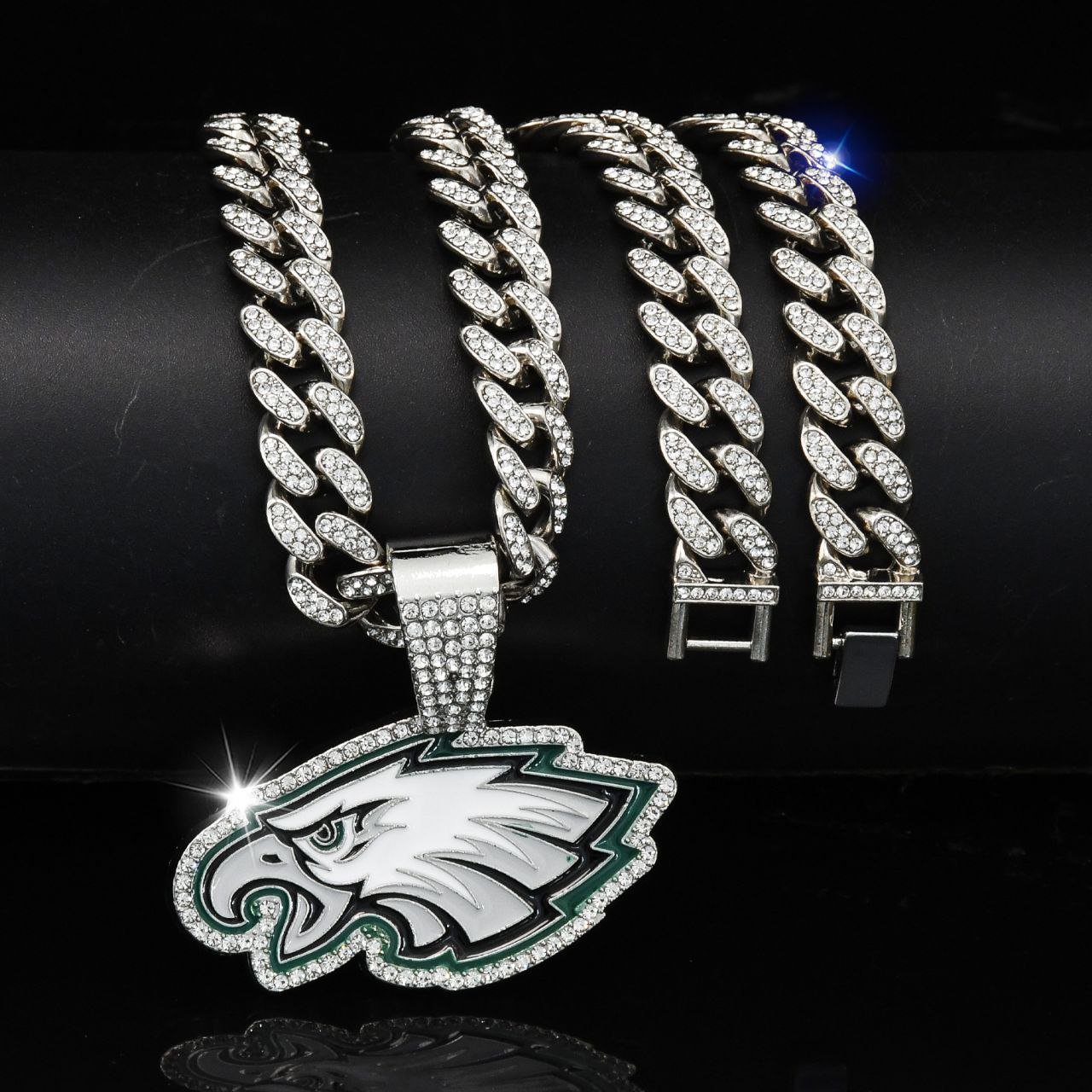 NWT Handmade Philadelphia Eagles Bandit Bling Ball Cap With Charm Chain PHILADELPHIA EAGLES BLING DOG TAG NECKLACE – JR main image 4
