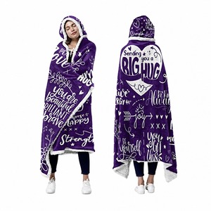 Custom OEM ODM Hugs Sherpa Fleece Wearable Blanket <strong>Hoodie</strong>, Birthday Gifts for <strong>Women</strong> Inspirational Words for Female for Friend - Product Image 1