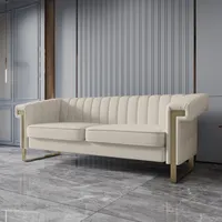 Sofá de veludo cinza confortável com design popular