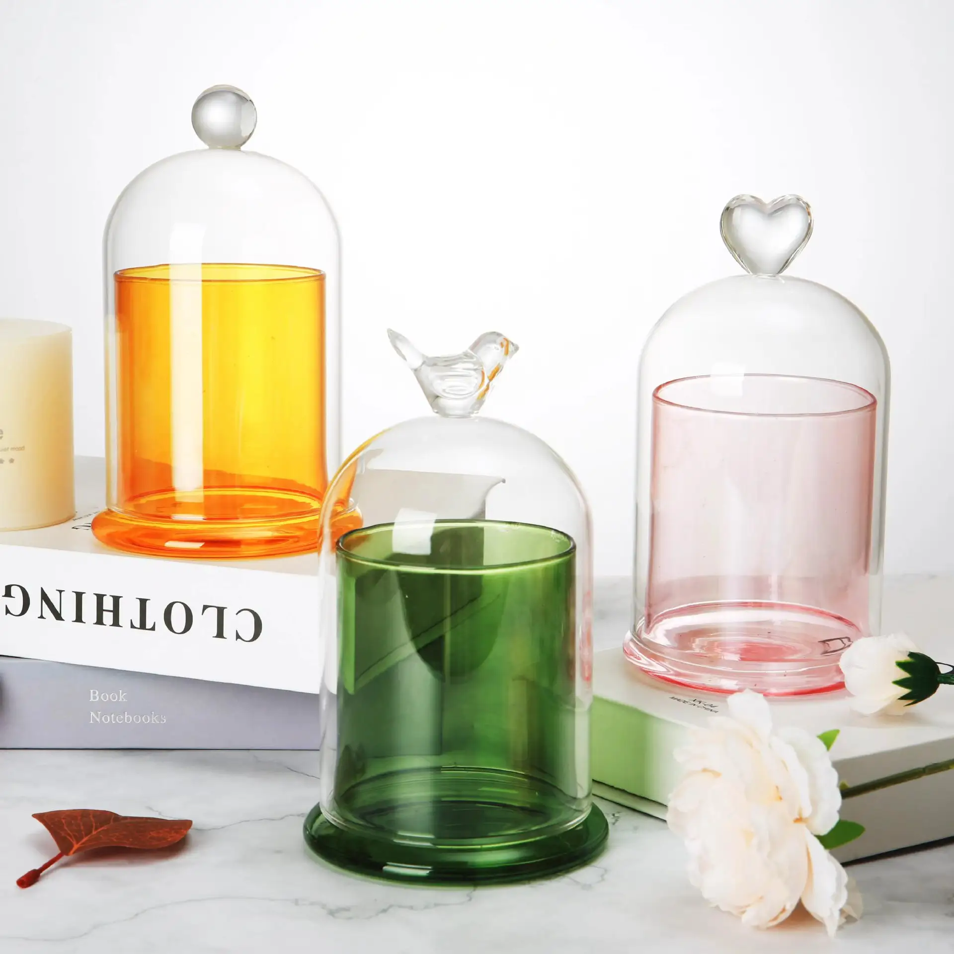 Venta al por mayor de cubiertas de cristal de aromaterapia aceite esencial de vidrio vela taza incienso piedra gafas portavelas cubierta