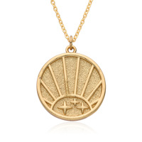 Collier pendentif rond tendance en or 18 carats plaqué or, motif lune et étoile, cadeau idéal, vente chaude 2026