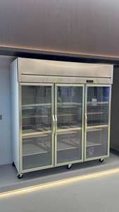 Congélateur commercial vertical en acier inoxydable avec porte vitrée, double température, refroidissement direct/par air, pour cuisine professionnelle - Product Image 3