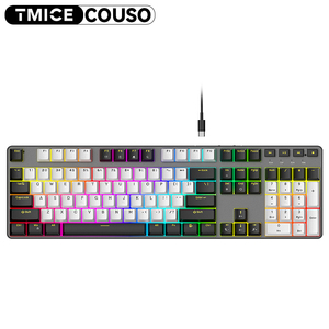 Tasti 108 Full Size rosso interruttore tastiera meccanica Teclado Gamer <span class=keywords><strong>Computer</strong></span> ufficio Teclado Gamer cablato tastiere da gioco ergonomiche - Product Image 1