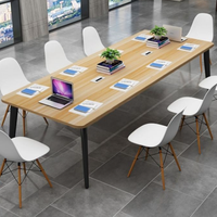 Mesa de Reuniones Rectangular Moderna de Madera, Escritorio de Conferencia Estable para Oficina y Espacio de Trabajo Empresarial