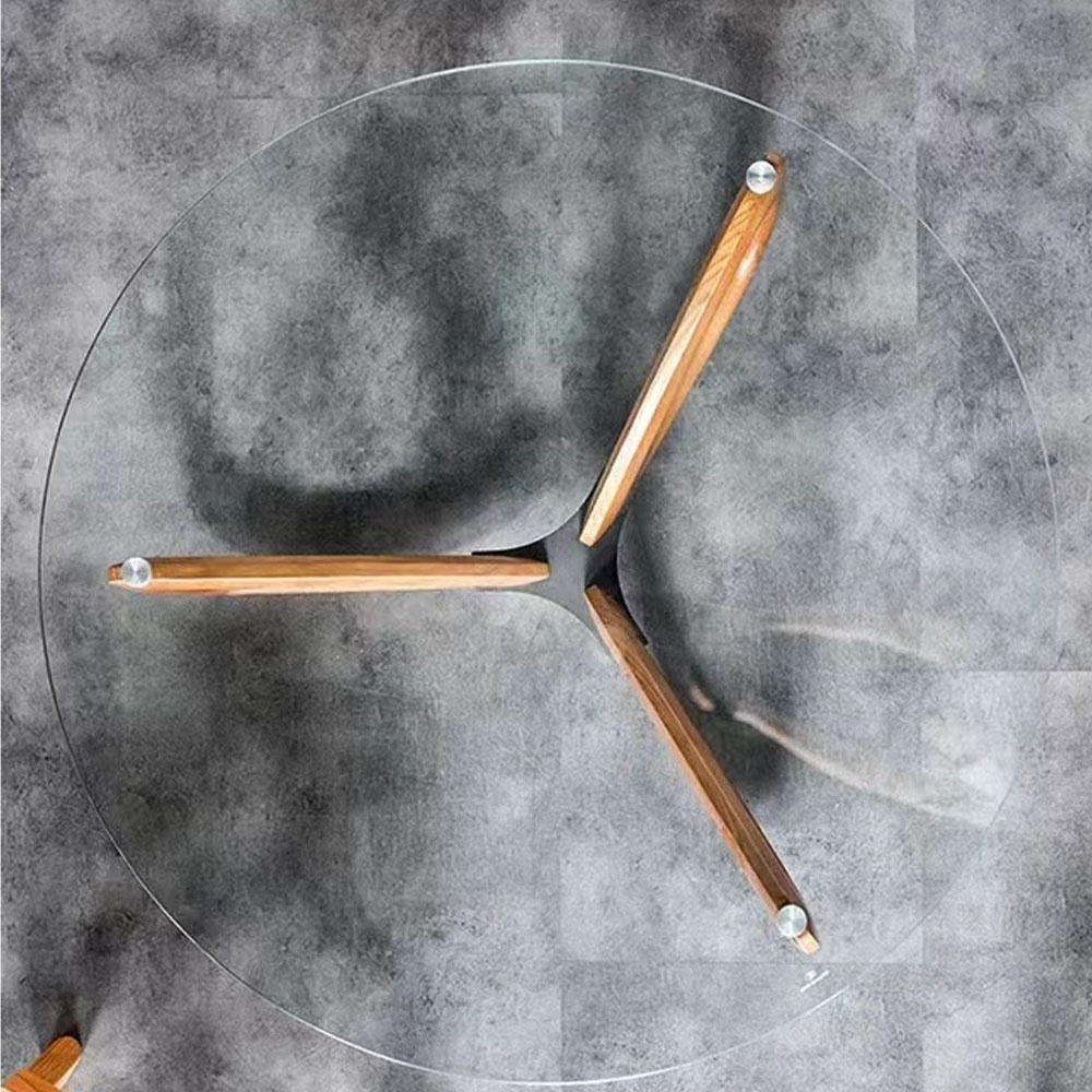 Hot Sale Nordic Style Wood Large Round Tempered glass desktop Countertop Coffee  Table For The Living Room